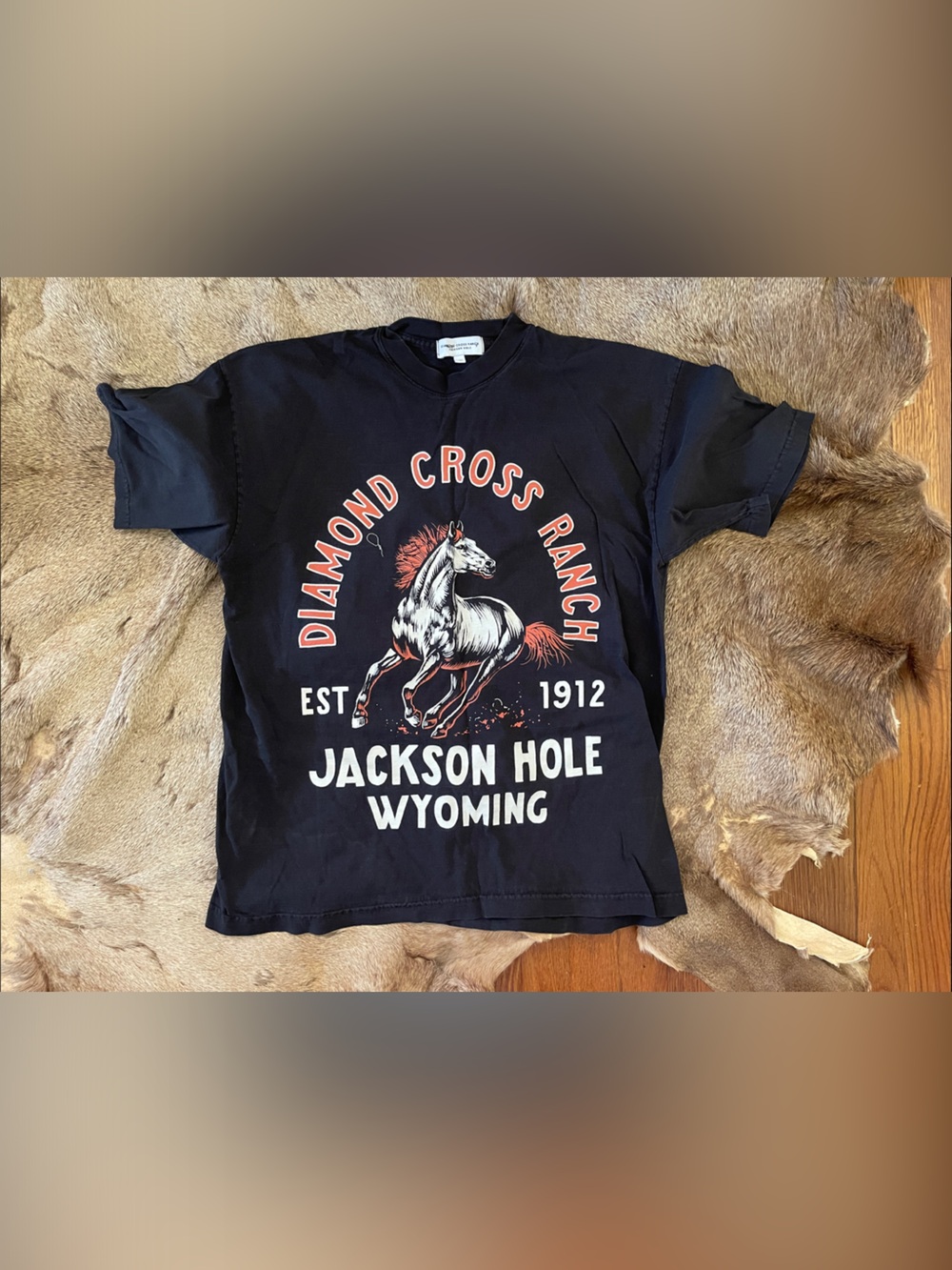 Jackson Hole Wyoming Diamond Cross Ranch Graphic Tee - Black